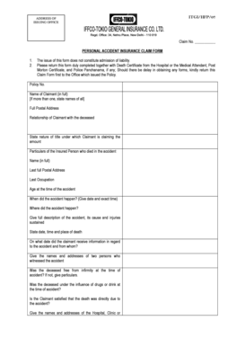 Personal Accident Insurance Claim Form