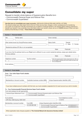 Superannuation Benefit Transfer Form
