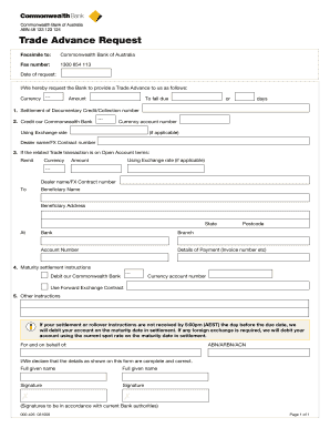 Trade Advance Request Form