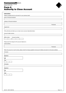 Authority to Close Account