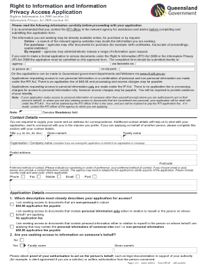 Queensland Right to Information and Information Privacy Access Application