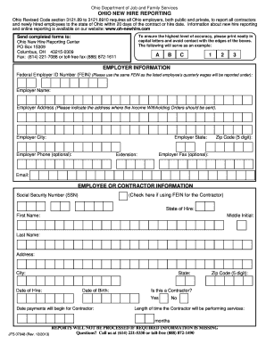Ohio New Hire Reporting Form