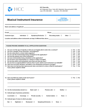 Musical Instrument Insurance Application