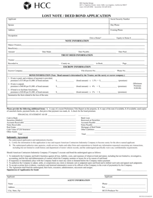 Lost Note Deed Bond Application