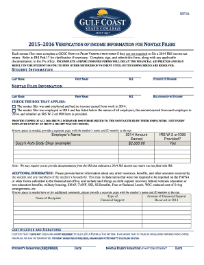 Non-Tax Filer Verification Form