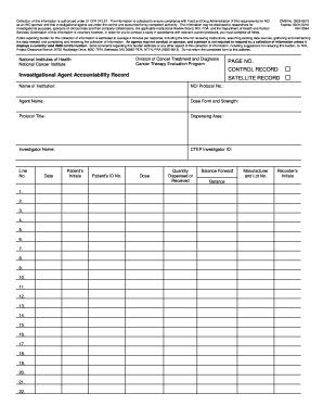 Investigational Agent Accountability Record