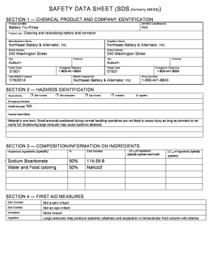 SAFETY DATA SHEET (SDS (formerly MSDS)) - Northeast Battery