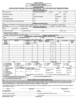 Florida Application for Multiple Certificates of Title