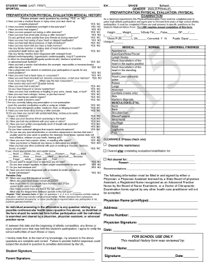 Student Preparticipation Physical Evaluation Form