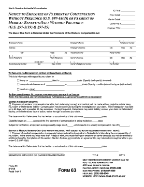 North Carolina Workers' Compensation Notice to Employee