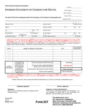 North Carolina Workers' Compensation Travel Expense Form
