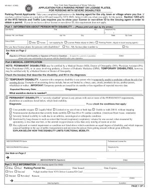 New York Disability Parking Permit Application