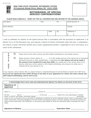 New York State Teachers' Retirement System Withdrawal Form