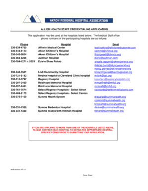 Allied Health Staff Credentialing Application