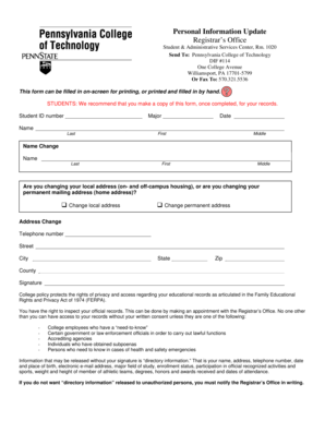 Student Information Update Form