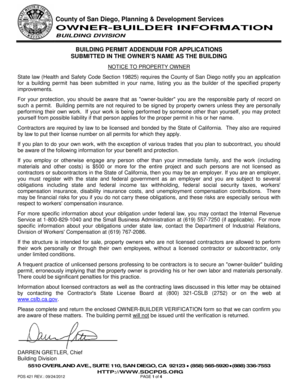 California Owner-Builder Verification Form