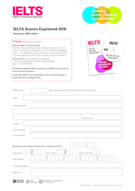 IELTS Scores Explained DVD Order Form