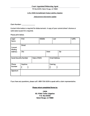 Phone number for fema disaster - Disbursement Update Page - FEMA Formaldehyde Travel Trailer ...