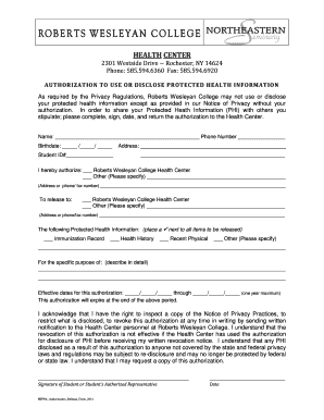 Nys hipaa form pdf - Authorization to Release Medical Information form - Roberts ...