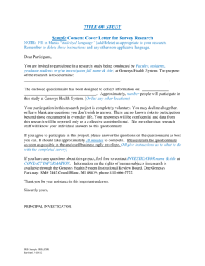 Sample Consent Cover Letter for Survey Research