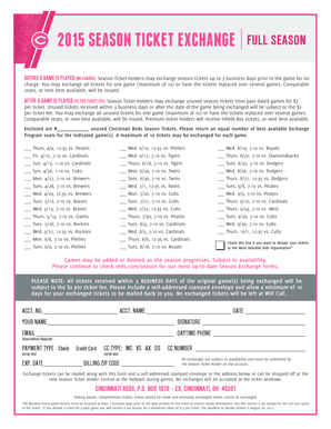 Cincinnati Reds Season Ticket Exchange Form