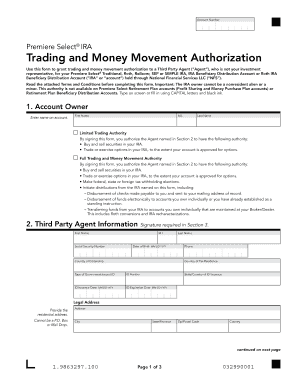 Premiere Select IRA Trading and Money Movement Authorization