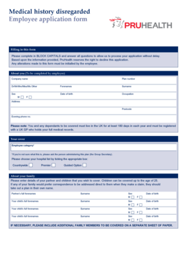 Employee Health Insurance Application Form