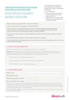 VitalityHealth CPME/Switch Application Form