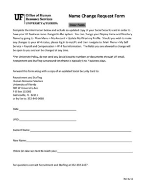 Change management form template - Name Change Request Form - Human Resource Services - hr ufl