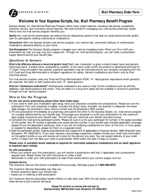 Express Scripts Mail Pharmacy Order Form