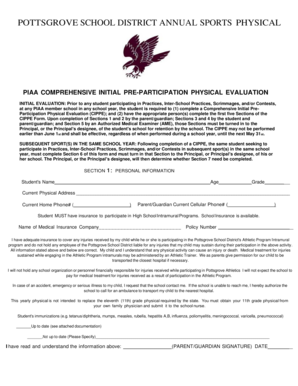 PIAA Comprehensive Initial Pre-Participation Physical Evaluation