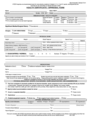 New York Health Certificate Form