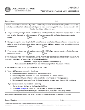 Veteran Status Verification Form
