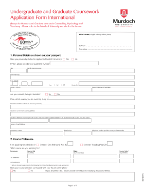 Murdoch University International Student Application Form