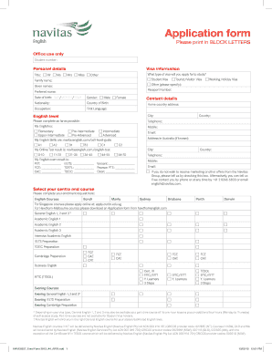 Navitas English Application Form
