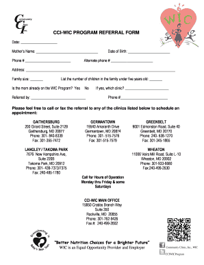 CCI-WIC Program Referral Form