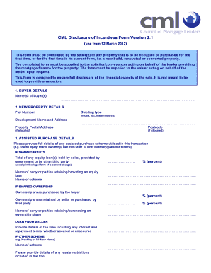 CML Disclosure of Incentives Form