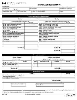 Canada Revenue Summary Form