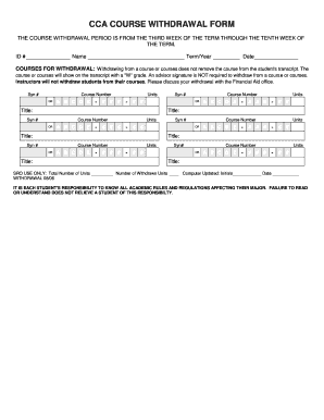 CCA Course Withdrawal Form
