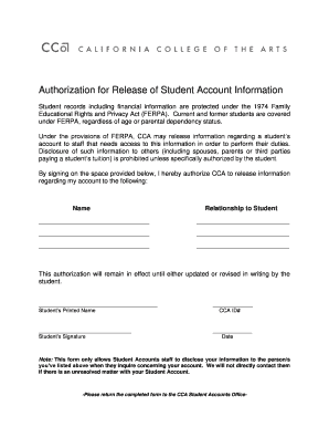 Authorization for Release of Student Account Information