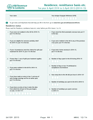 UK Residence and Remittance Basis Form
