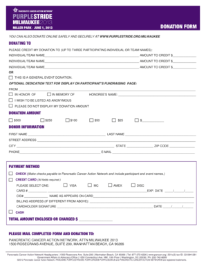 PurpleStride Milwaukee Donation Form