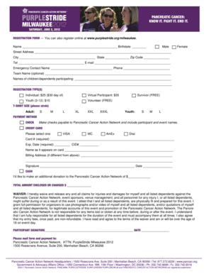 PurpleStride Milwaukee Registration Form