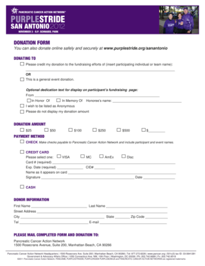 Pancreatic Cancer Donation Form