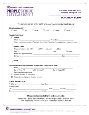 Pancreatic Cancer Action Network Donation Form