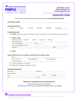 Pancreatic Cancer Action Network Donation Form