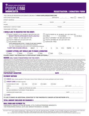 Purple Stride Event Registration and Donation Form