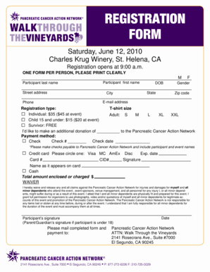 Pancreatic Cancer Action Network Registration Form