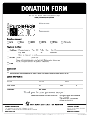Donation Form for Pancreatic Cancer Action Network
