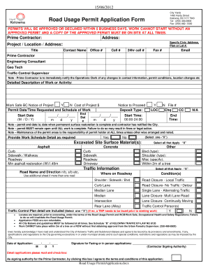 Kelowna Road Usage Permit Application